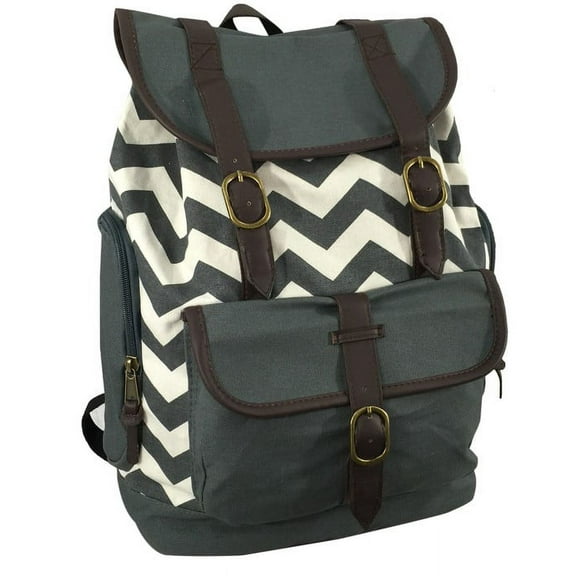 K-Cliffs Unisex Vintage Canvas Laptop Bookbag,  Daypack Laptop School Backpack , College, Fit 15 inch Laptop MacBook Chrome Book Ipad ,Chevron Print