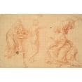 thumbnail image 2 of Pompeo Batoni 24x17 Black Ornate Framed Double Matted Museum Art Print Titled: Studies for ‘Hercules at the Crossroads’ and for The&nbsp;‘Nativity’ (ca.&nbsp;1748), 2 of 5