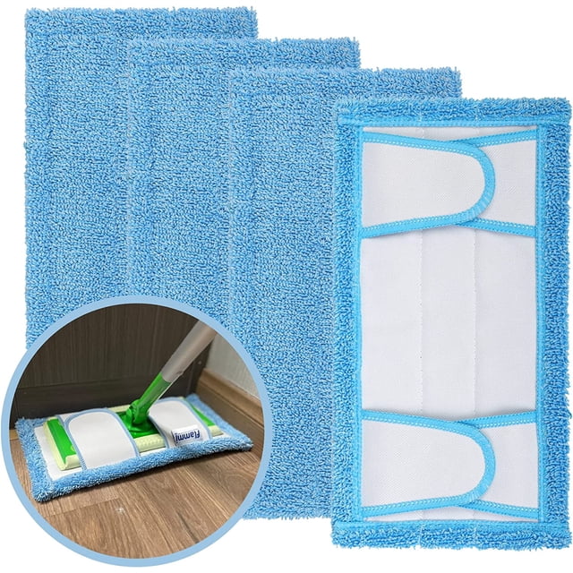 Almohadillas reutilizables para mopa Swiffer Sweeper, repuesto de mopa de microfibra de 12.5'', lavables para limpieza de zócalos y pisos duros, almohadilla de limpieza en seco y húmedo, paquete de 4