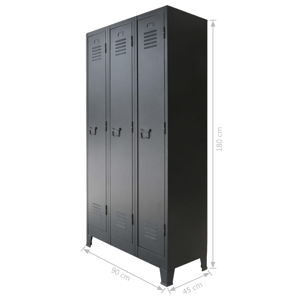 Kepooman Locker Cabinet with 3 Compartments for Office Home, Black Kepooman Locker Cabinet with 3 Compartments for Office Home, Black