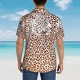 thumbnail image 4 of Bingfone Men's Short Sleeve Button Down Shirts Hawaiian Leopard Brown Printed Beach Shirt, 4 of 7