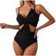 thumbnail image 2 of Trajes de baño para mujer, Trajes de baño para mujer Traje de baño de mujer con abertura, cintura alta, color liso, traje de baño bikini conservador y a la moda Traje de baño de nailon para mujer, 2 of 4