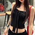 thumbnail image 2 of Women Sexy Tube Crop Tops Tie Front Bandeau Top Strapless Tank Tops Solid Color Corset 2025 Summer Trendy Casual Camis Party Night Club Going Out Blouses, 2 of 3