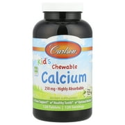 Carlson - Kid's Chewable Calcium, 250 mg, Highly Absorbable, Bone Teeth Support, Optimal Wellness, Natural Vanilla Flavor, 120 Tablets