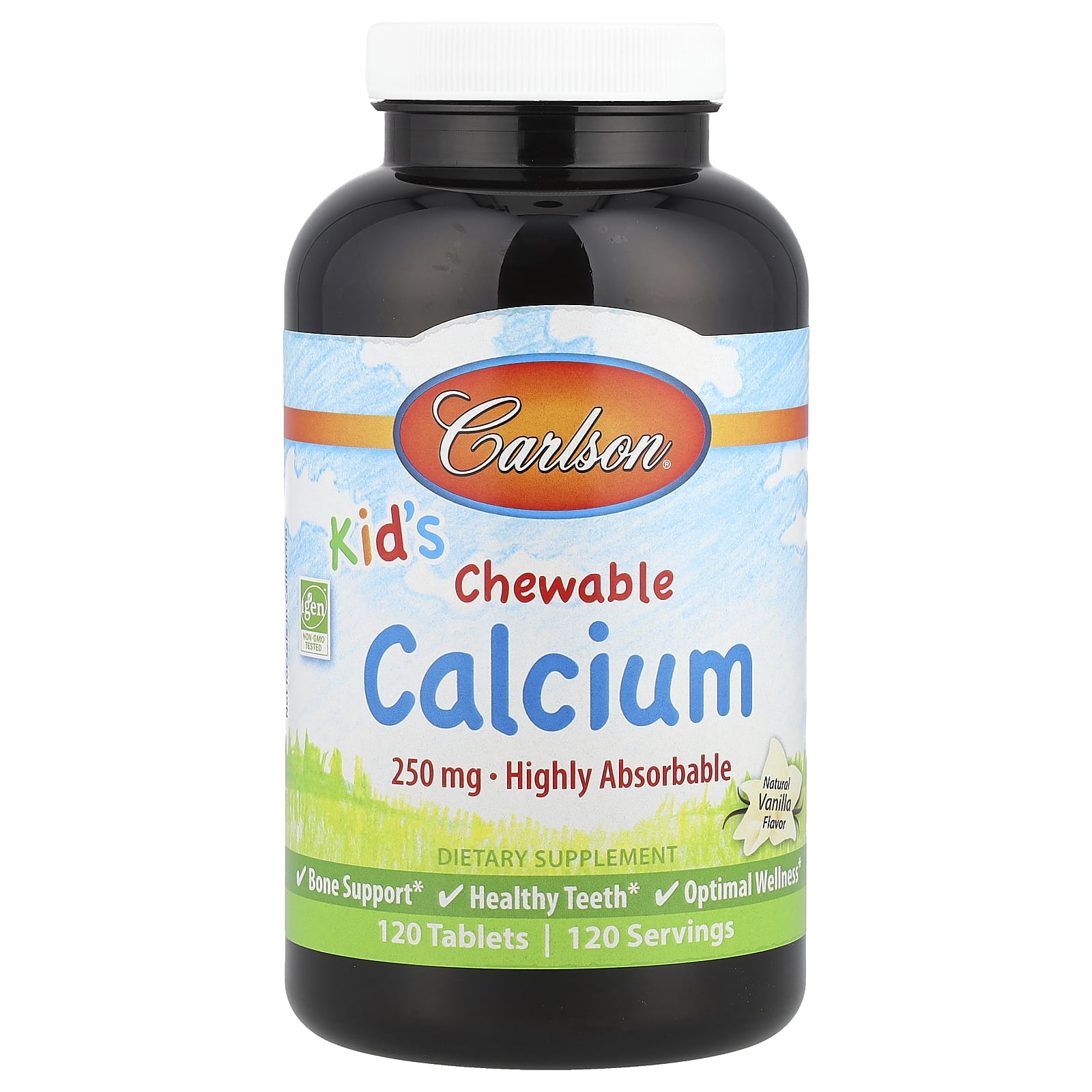 Carlson Kid's, Chewable Calcium, Natural Vanilla, 250 mg, 120 Tablets