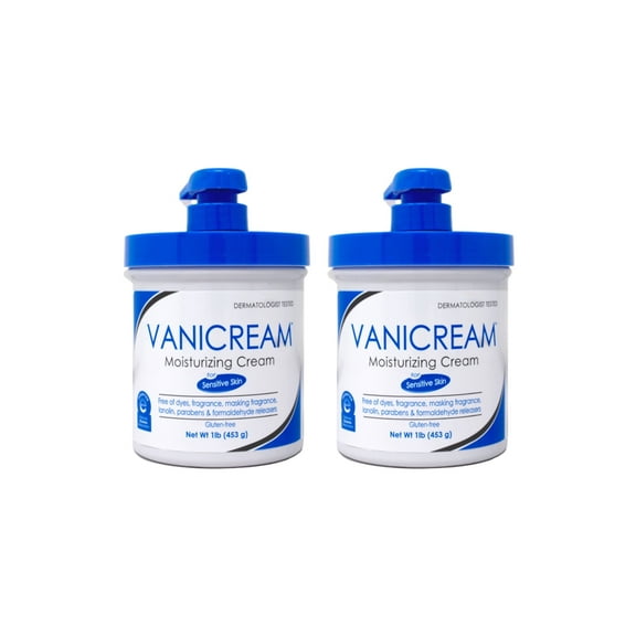 2 Pack - Vanicream Moisturizing Skin Cream for Sensitive Skin with Pump Dispenser - 16 fl oz (1 lb)