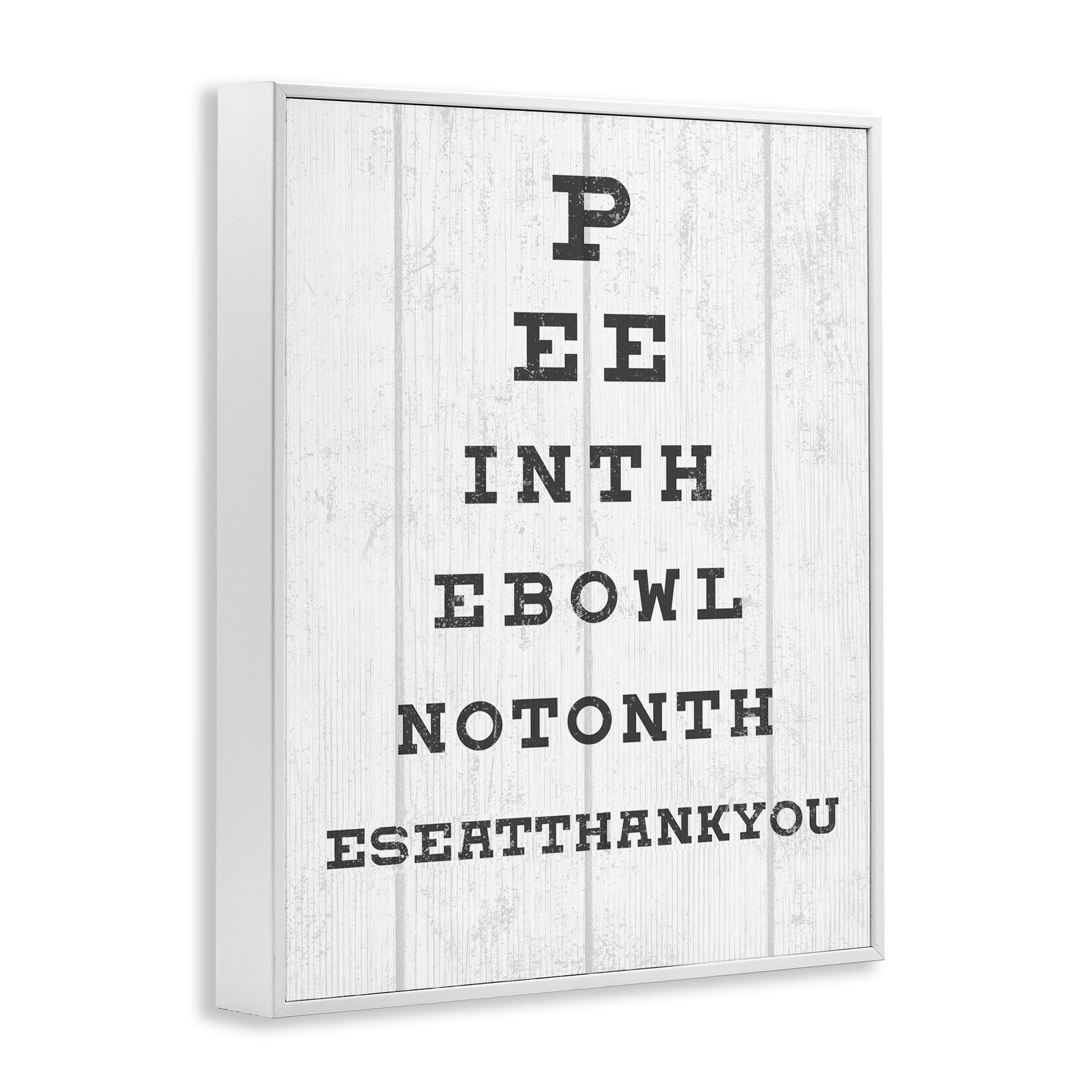Stupell Industries Funny Bathroom Seeing Eye Chart Typography Painting White Framed Art Print Wall Art, 11 x 14