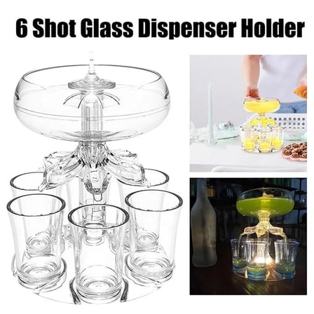 HOT 6 Shot Wine Liquor Dispenser with Glasses Whisky Beer Holder Partys Drink Station