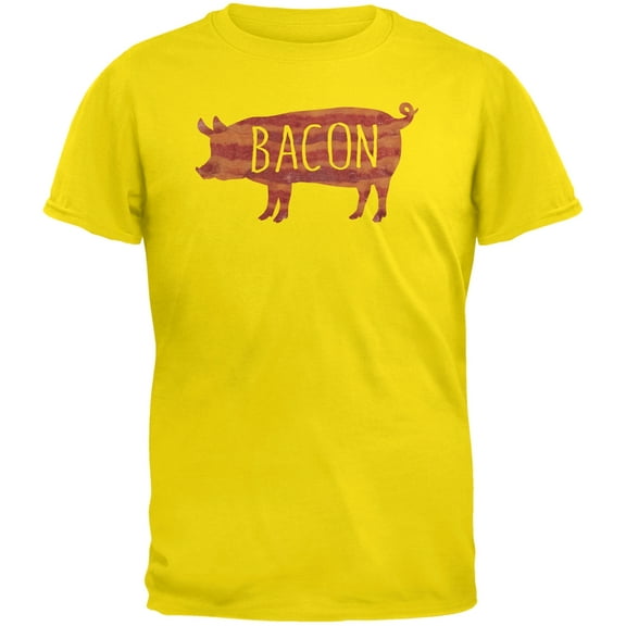 Bacon Pig Silhouette Yellow Adult T-Shirt - 2X-Large