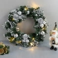 thumbnail image 3 of 40cm LED Christmas Wreath With Artificial Pine Cones Berries And Flowers Holiday Front Door Hanging Decoration Couronne Noel, 3 of 6