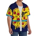 thumbnail image 2 of Pofeuu PLANETA EN FORMA DE PIZZA Print Mens Casual Short Sleeve Shirts Beach Summer Spread Collar Pocket Tops Men's Casual Short-sleeved Shirt-4X-Large, 2 of 5