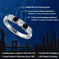 thumbnail image 2 of Gem Stone King 925 Sterling Silver White Topaz and Black Diamond Wedding-Bands Ring for Women | 0.99 Cttw | Round 3.5MM | Gemstone November Birthstone | Size 5, 2 of 6