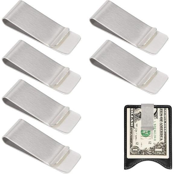 Yoqb 6 Pcs Money Clip for Men, Cash Clip, Slim Wallet Stainless Steel Credit Business Card Holder, Mens Minimalist Wallet (Silver)A108