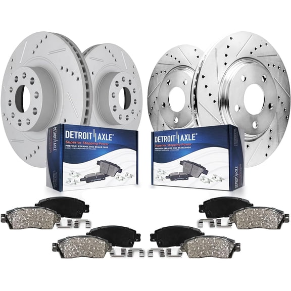 Detroit Axle - 8pc Brake Kit for 2016 2017 2018 Chevrolet Camaro, Drilled and Slotted Disc Brake Rotors Ceramic Brakes Pads Replacement : 12.64" inch Front and 12.40" inch Rear Rotor