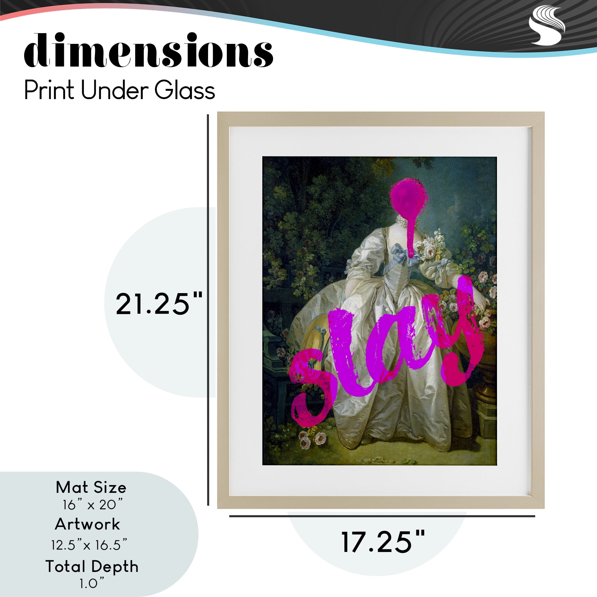 Slay Classical Baroque Gown Birch Framed Print Under Glass, design by Lil' Rue