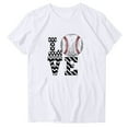 thumbnail image 2 of Meichang T-Shirts de Baseball pour Femmes à Cœur d'Amour Col Ras du Cou Manches Courtes T-Shirt Graphique Coupe Ample Mode Décontractée Hauts T-Shirts Mignons Cadeaux de Mother's Day pour Maman Blanc TG, 2 of 3