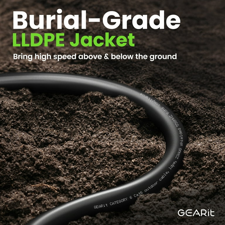 UbiGear 300' FT Heavy Duty CAT6 Waterproof Outdoor Direct Burial UV Resistant Ethernet LAN Network Patch Cable Oxygen-Free Copper Construction RJ45 Cord 300FT Outdoor Price In Udi Arabia | Compare Prices