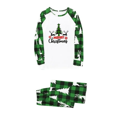 

KEJIG Stylish Parent-child Warm Christmas Set Printed Home Wear Pajamas Two-piece Dad Set