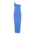 thumbnail image 4 of RYRJJ Ruched Summer Dresses for Women Trendy Eyelet Sleeveless High Waist Wrap Split Beach Maxi Dresses Cocktail Party Sundress(Blue,S), 4 of 4