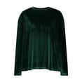 thumbnail image 4 of Feimerou Velvet Tops for Women Long Sleeve Round Neck Pullover Dressy Casual Bell Sleeve Loose Fit Velour Blouses Holiday Party Shirt, 4 of 6