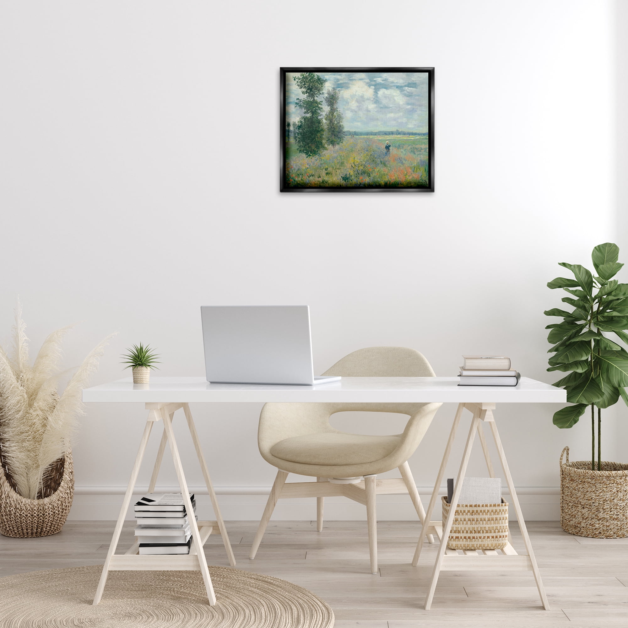 Stupell Industries Classic Poppy Field Near Argenteuil Landscape & Nature Painting Black Floater Framed Canvas Art Print Wall Art, 21 x 17