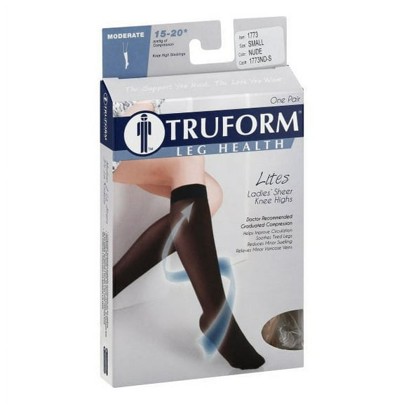 Truform Women's Stockings, Knee High, Sheer: 15-20 mmHg, Nude, Small