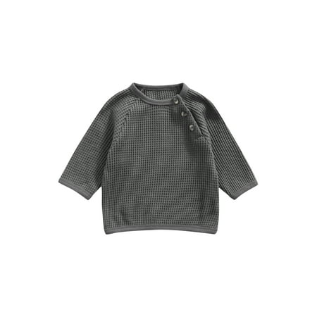 

Toddler Baby Boy Girl Waffle Cotton Hoodies Sweatshirt Tops Long Sleeve Solid Pullover Sweater Shirt Outfit