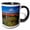 Black/White, variant on 3drose, Canada, Ontario, Montrose, West Montrose Covered Bridge, 11oz Two-tone Black Mug