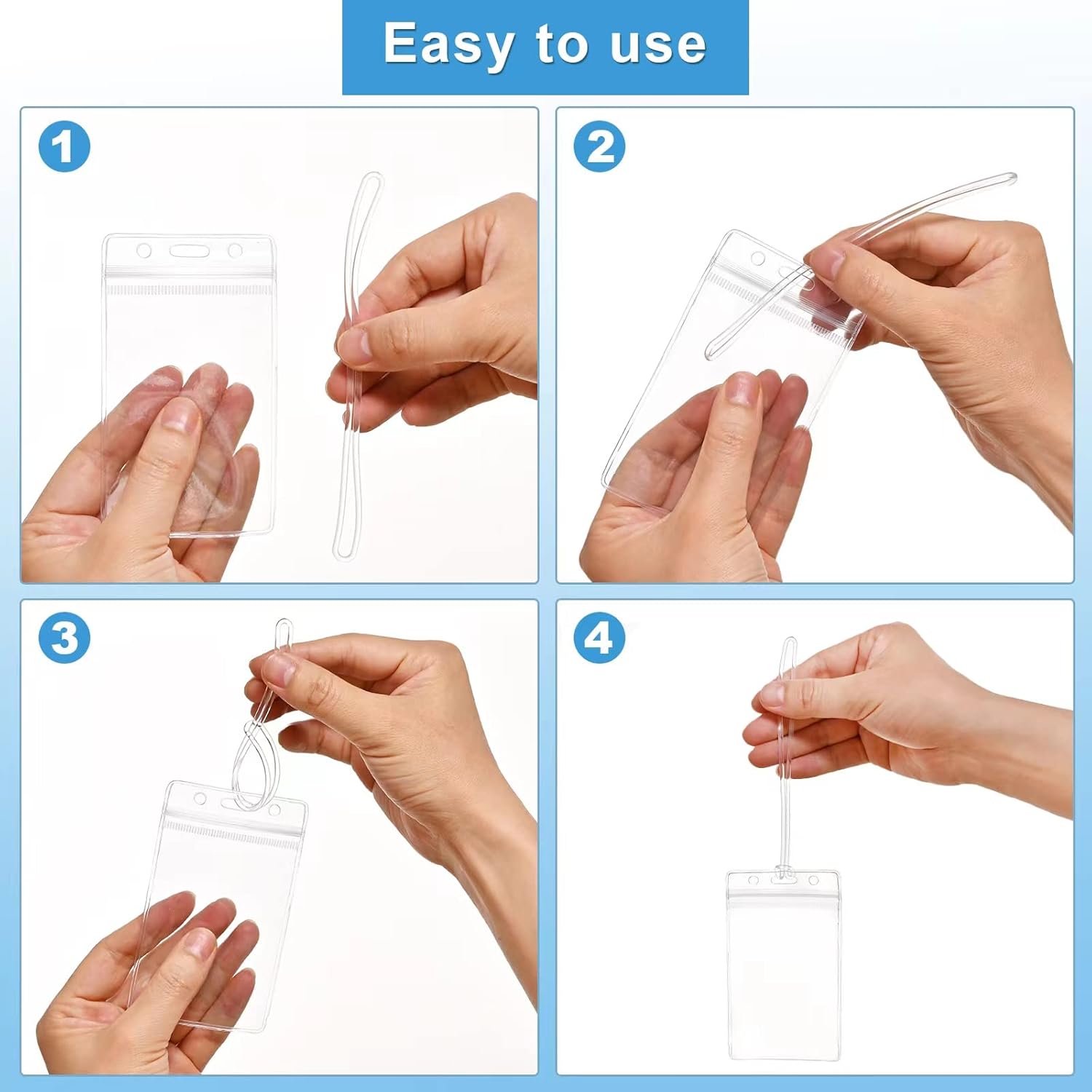 Clear Luggage Tags Bag Tags Holder Identification ID Card Badge Holder with Clear Luggage Tag Loop Straps for Business Travel and Office Supplies