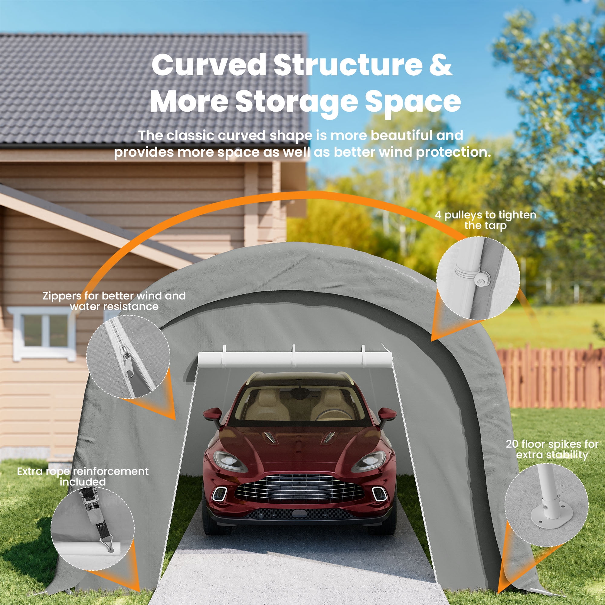 VENTOPYR 10'x20'Heavy Duty Carport ,Portable Outdoor Canopy Garage with Waterproof PE Roof and Steel Frame