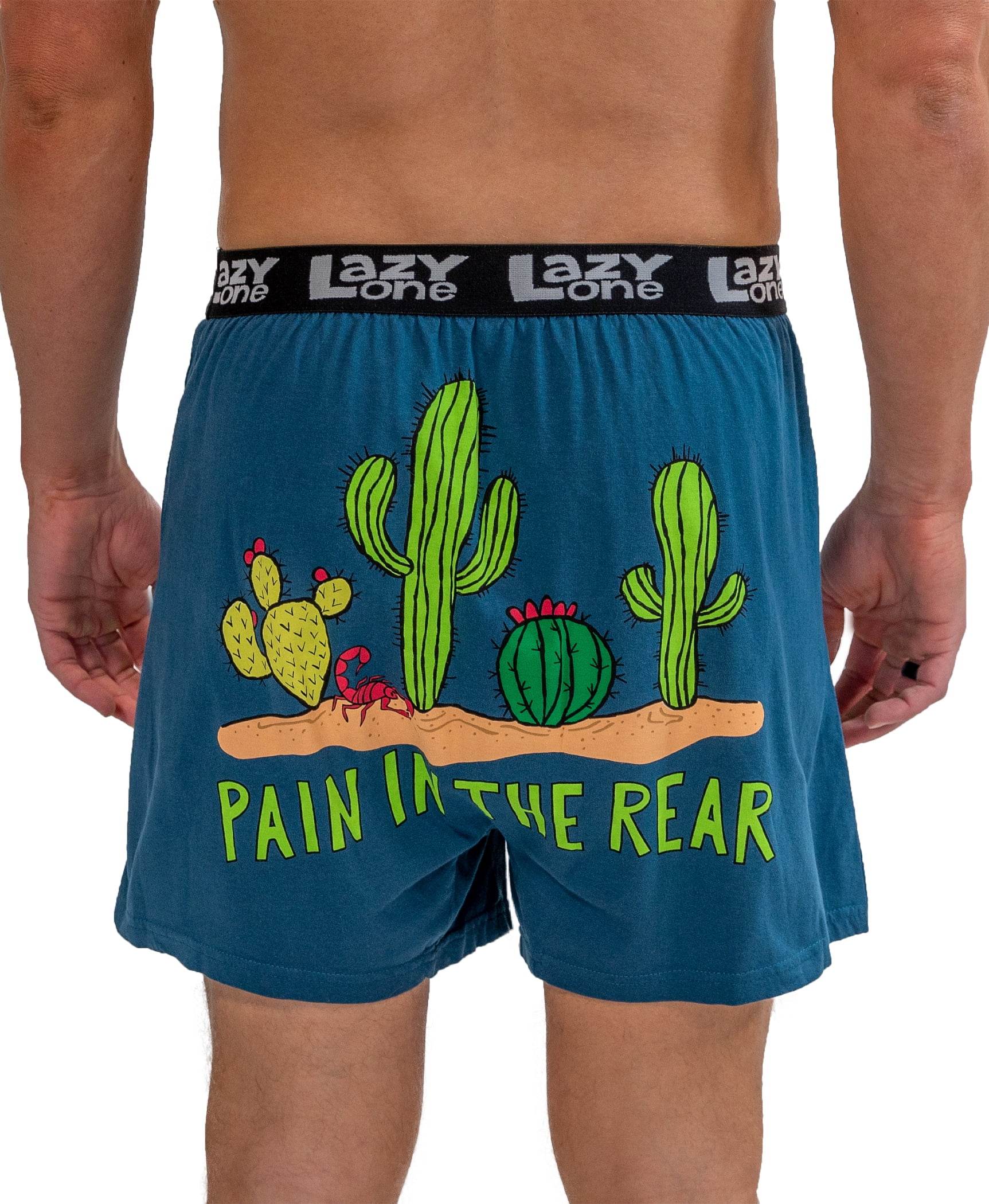 LazyOne Funny Boxers, Humorous Underwear, Gag Gifts for Men, Pain In The  Rear 