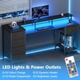 thumbnail image 3 of Satifur Gaming Desk with LED Lights & Power Outlets, 55" Computer Desk with 5 Fabric Drawers & Open Storage, Reversible Home Office Desk,Carbon Fiber Black, 3 of 9