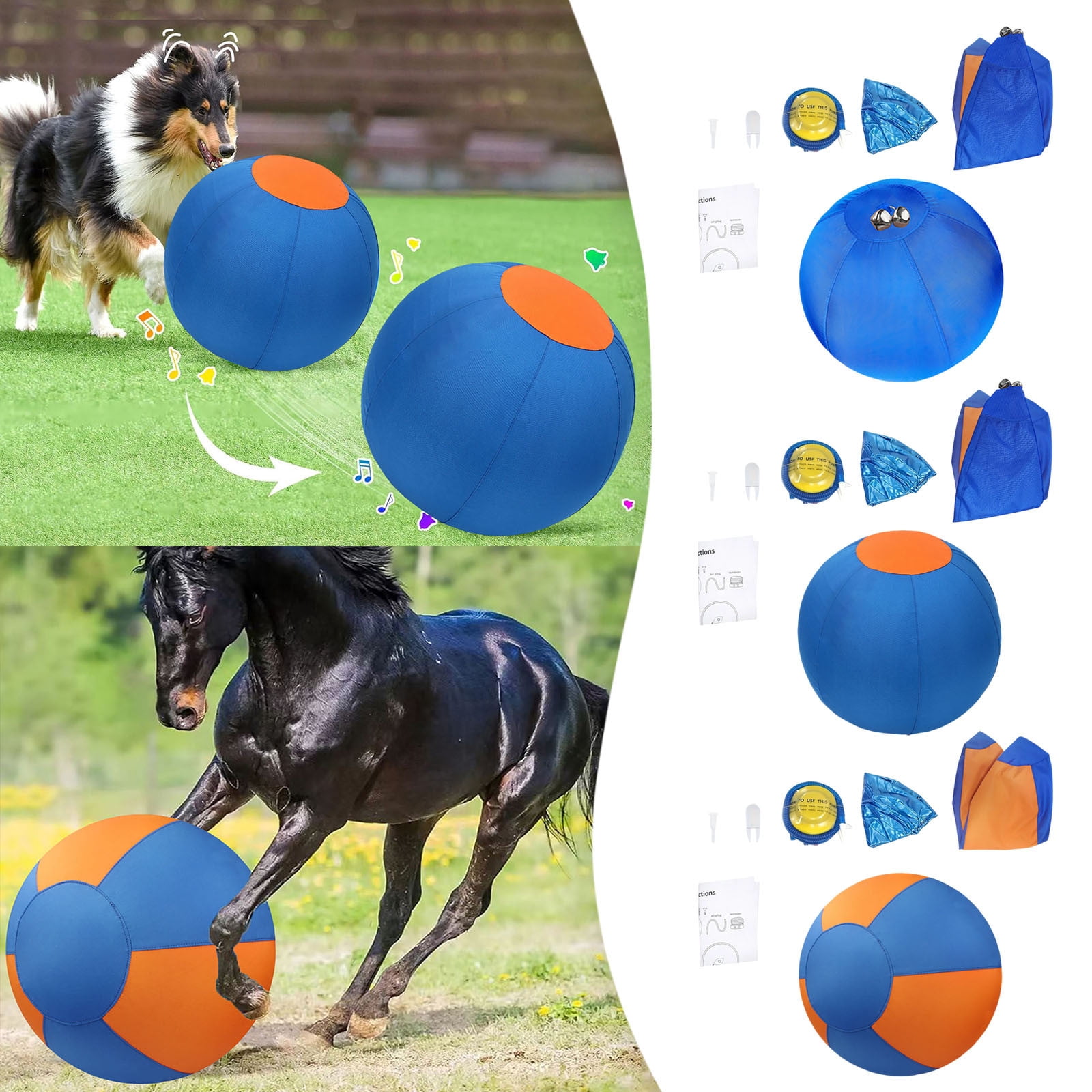 Herding Ball for Dogs 18Inch Durable Dual-Layer Herding Ball with Built in Bell for Small & Medium Dogs, Australian Shepherds, Border Collies and Corgis Indoor & Outdoor Play Blue