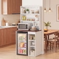 thumbnail image 4 of Advwin Coffee Bar Cabinet with Mini Fridge Space, 74" Tall Kitchen Storage Cabinet with Mug Hooks & Glass Holders, Mini Fridge Stand for Dorm, Kitchen, Office, Apartment, Home Bar, White+Walnut, 4 of 10