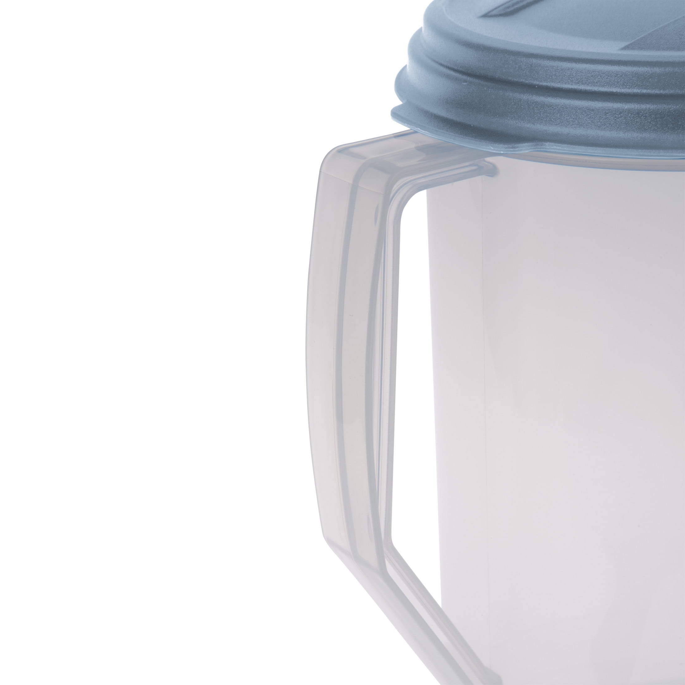 (2 pack) Sterilite, Pitcher, 2 Quart Round Pitcher, Clear Plastic, Flip-top Spout, Light Blue, plastic, 2 quart, useful for everyday beverage storage.