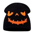 thumbnail image 2 of 22IN Halloween Pumpkin Knit Hat, Jack‑O‑Lantern Skull Cap, Warm Fall Winter Costume Accessory for Men Women Halloween Party &Daily Wear,J, 2 of 6