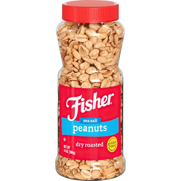 FISHER Snack Sea Salt Dry Roasted Peanuts, 14 oz