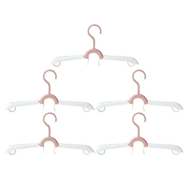 5-Pack Foldable Travel Hangers with Clips | Telescopic Clothes Drying Rack for Adults & Kids | Compact Non-Slip Storage Hanger for Camping & Home Use