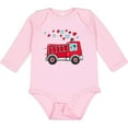 thumbnail image 3 of Inktastic Valentine Fire Truck with Cute Dalmatian and Hearts Boys or Girls Long Sleeve Baby Bodysuit, 3 of 5