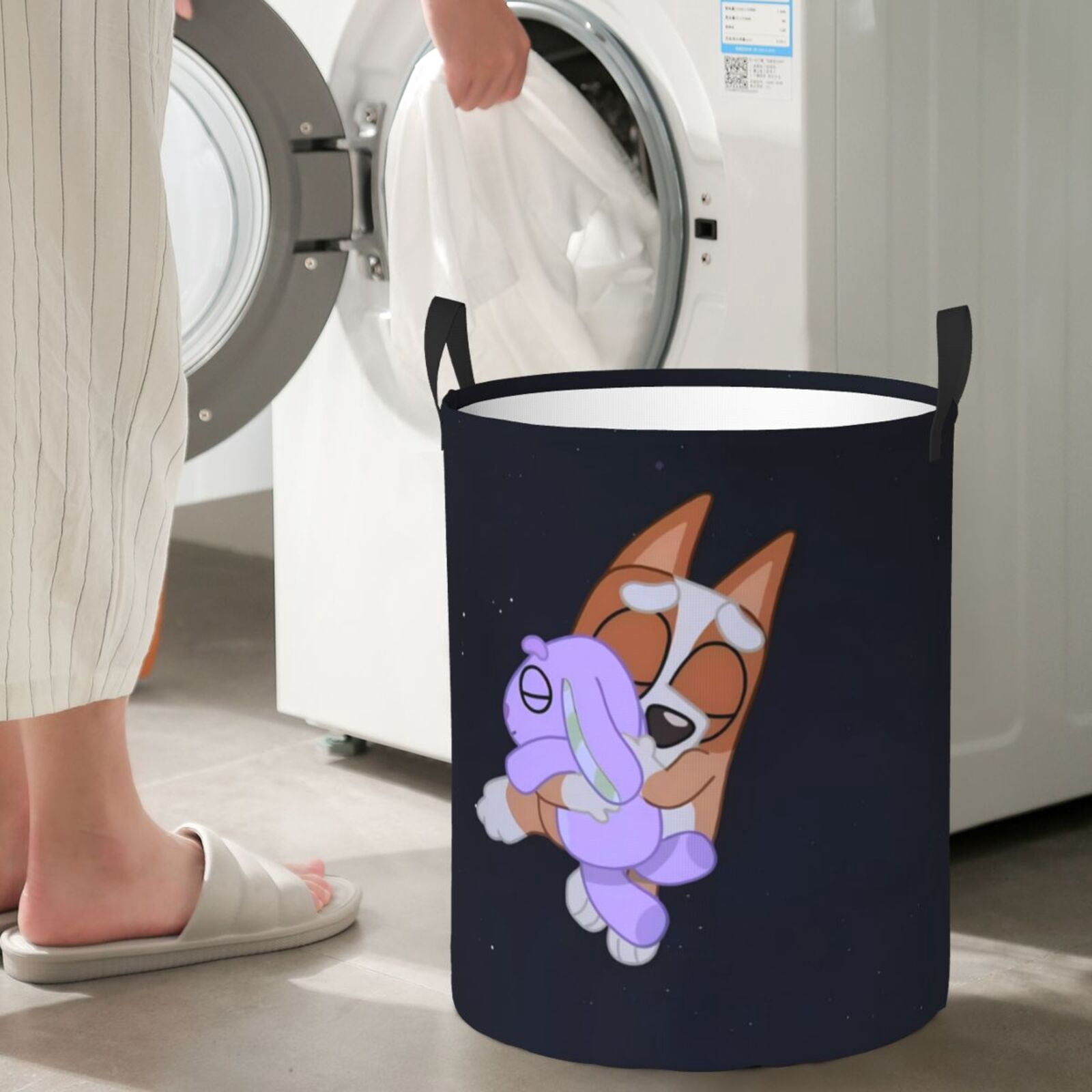 Johaoi Bluey Pattern Round Large Laundry Basket -Storage Basket - Toy Storage Basket, Perfect as Hamper, Kids Room Storage, and Toy Containment-