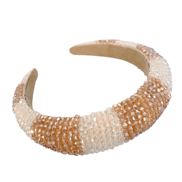 Minnieouse Diadema con cuentas de cristal, esponja gruesa Flexible, Color a juego, tejido con diamantes de imitación, tocado para mujer, adorno de boda Accesorio para el cabello Champán+Blanco Minnieouse AP010972-03B