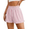 thumbnail image 2 of FRSASU Shorts for Women Gingham Pajama Summer Casual Lounge Sleep Plaid Shorts Beach Bottoms Pink, 2 of 6