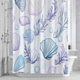 thumbnail image 2 of Blue Shell Bathroom Shower Curtain, Conch Purple Coral Bubble Ocean Creature Waterproof Washable Soft Bath Curtain for Bathtub Decor with 12 Hooks&Grommet, 36x72 Inch, 2 of 9