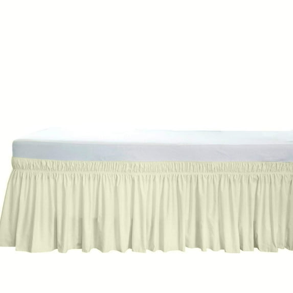 The Great American Store- Wrap Around Elastic Bed Skirt, Easy On & Off Dust Ruffle Bed Skirts 10 Inch Tailored Drop (Solid Ivory, Twin XL) - 650 TC 100% Cotton - Easy Fit, Fade Resitant