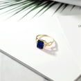 thumbnail image 4 of Gem Stone King 2.73 Cttw Blue Created Sapphire and Lab Grown Diamond Ring for Women | 18K Yellow Gold Plated Silver | Gemstone Birthstone | Emerald Cut 9X7MM | Size 8, 4 of 5