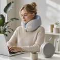 thumbnail image 3 of Memory Foam Travel Neck Pillow Adjustable Drawstring Support Head Rest Breathable Neck Cushion For Airplane Car Office(Blue-23Cm), 3 of 4