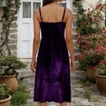 thumbnail image 7 of OGLCCG Women's Summer Elegant Velvet Midi Dress Sleeveless V Neck Spaghetti Strap Pleated A Line Vacation Dress Trendy Cocktail Party Dresses,S, 7 of 7