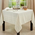 thumbnail image 2 of Fennco Styles Modern Stitched Line Tablecloth 70" W x 70" L - White Woven Table Cover for Home Décor, Dining Table, Banquet, Family Gathering, Holiday and Special Occasion, 2 of 4