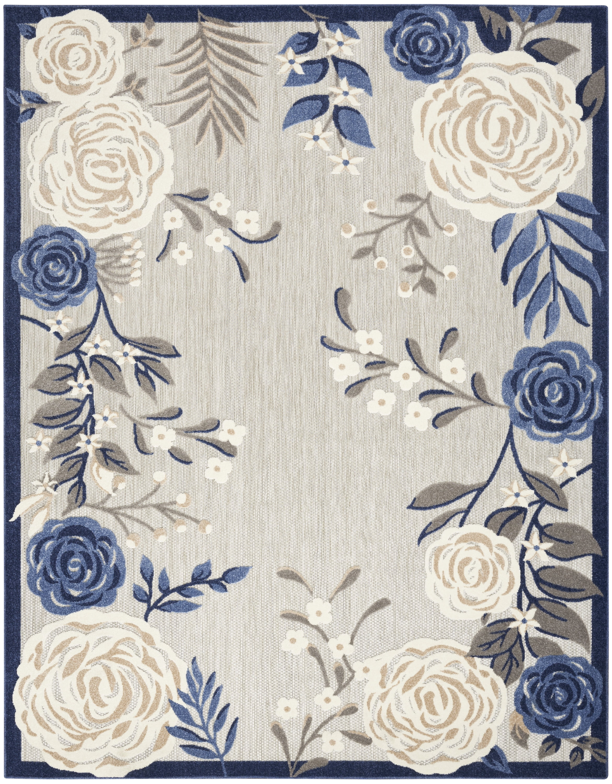 Nourison Aloha Indoor/Outdoor Blue/Grey 9' x 12' Area Rug, (9x12)