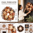 thumbnail image 5 of Fall Wreath for Front Door, Fall Door Wreath, Brown Autumn Wreaths, Artificial Fall Flowers, Maple Leaf Pumpkin Peony Wreaths for Thanksgiving Harvest Farmhouse Home Decor, 5 of 6